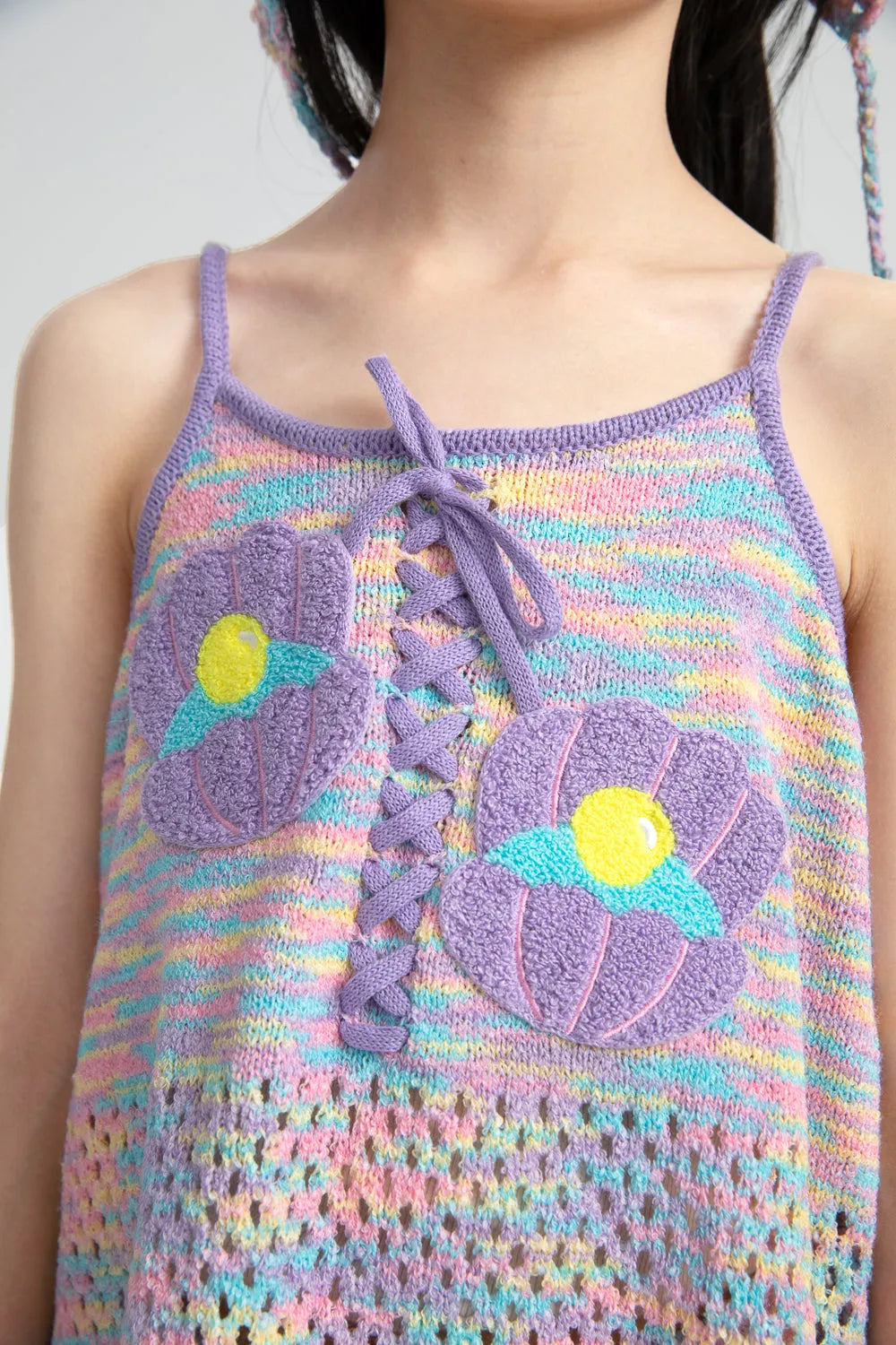 Poco Blush Mermaid Shell Knit Top