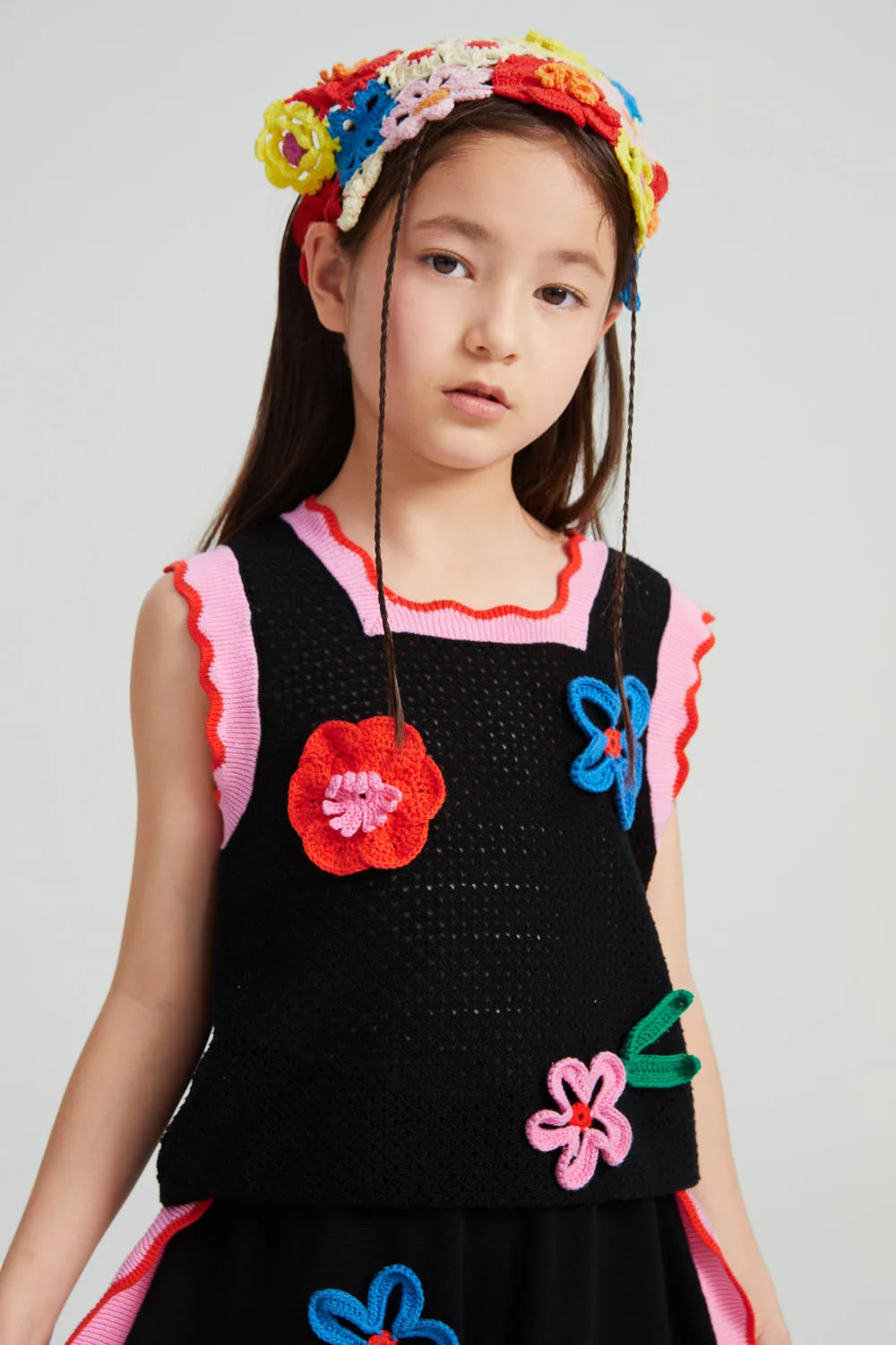 Poco Blush Camellia Blooms Lace Knit Tank