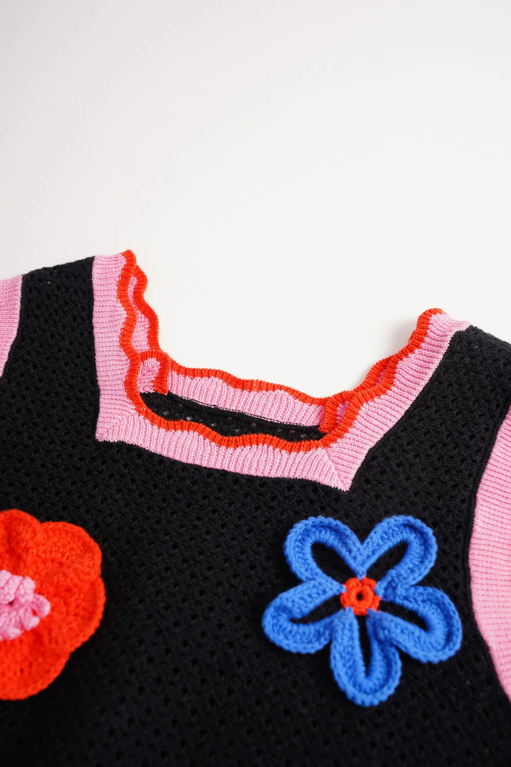 Poco Blush Camellia Blooms Lace Knit Tank