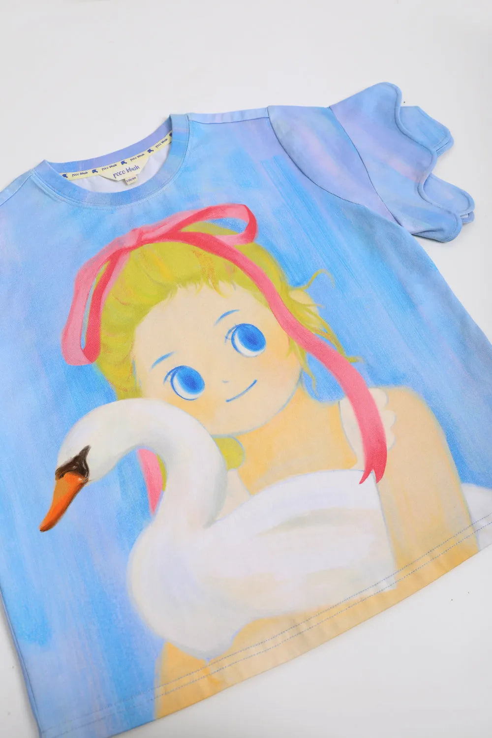 Poco Blush Swan Girl Ruffle Sleeve Tee