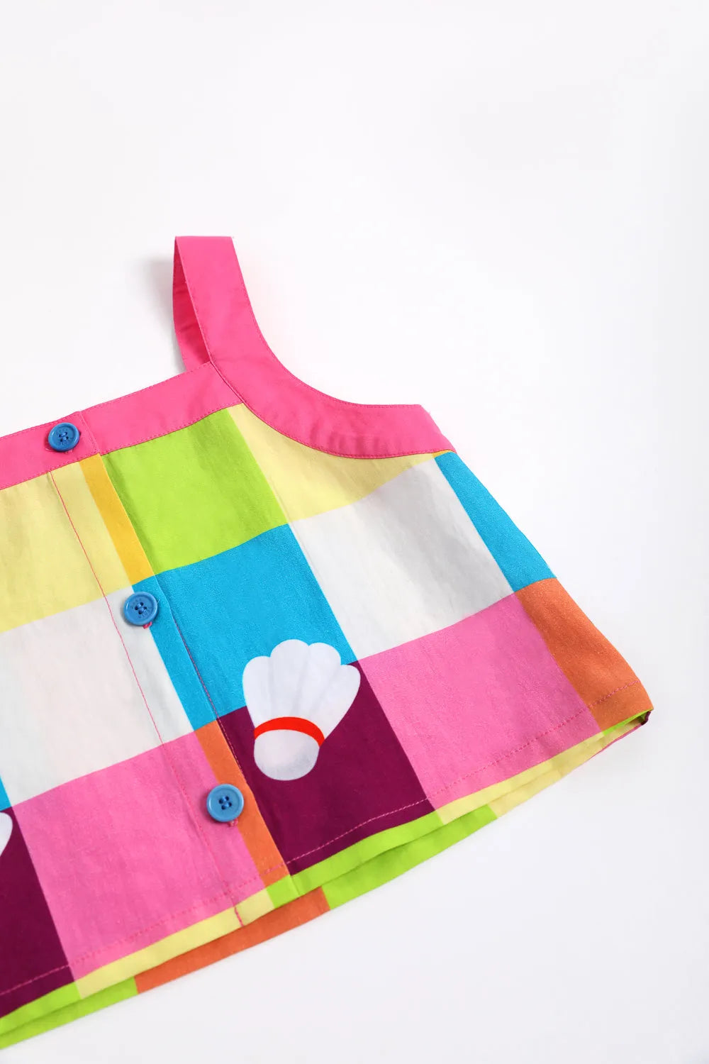 Poco Blush Rainbow Check Linen Tank Top