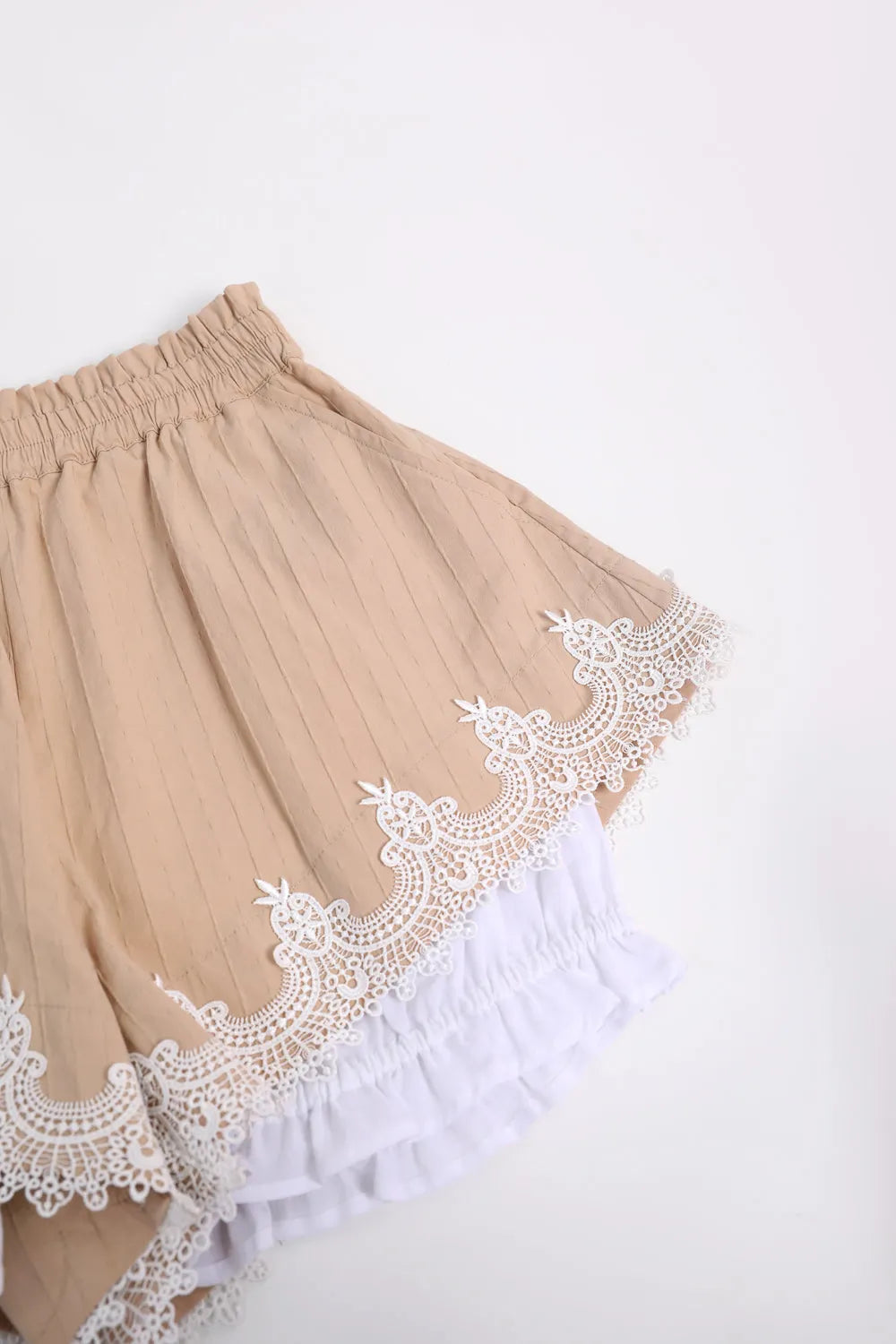 Poco Blush Cotton Bloom Shorts with Lace Hem