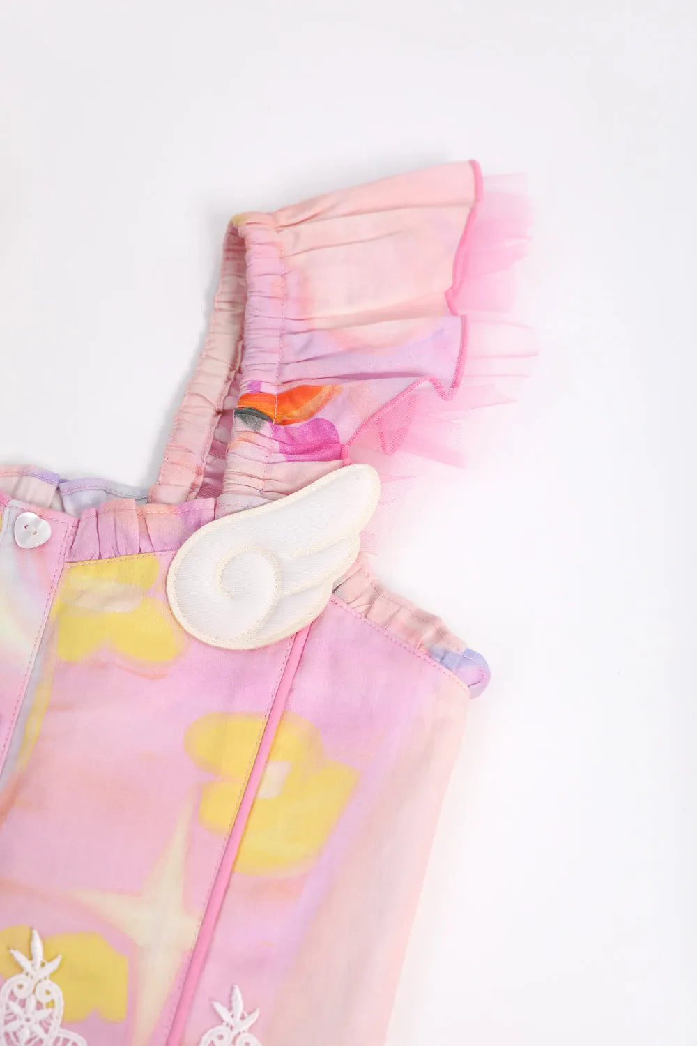 Poco Blush Swan Wing Smocked Strap Top