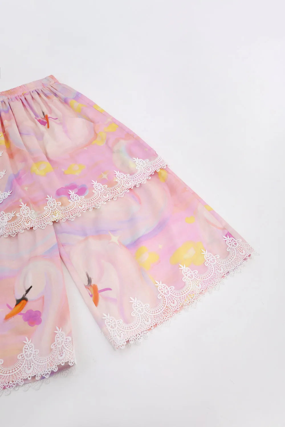 Poco Blush Swan Lake Art Skort with Lace Trim