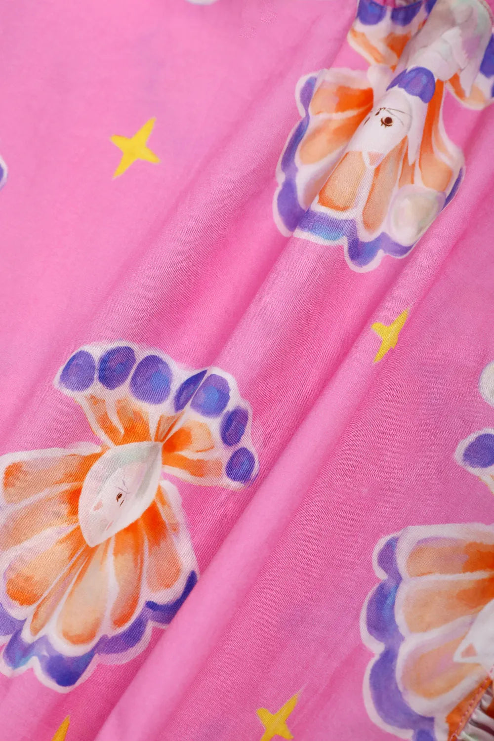 Poco Blush Pearl Cat Cotton Ruffle Top