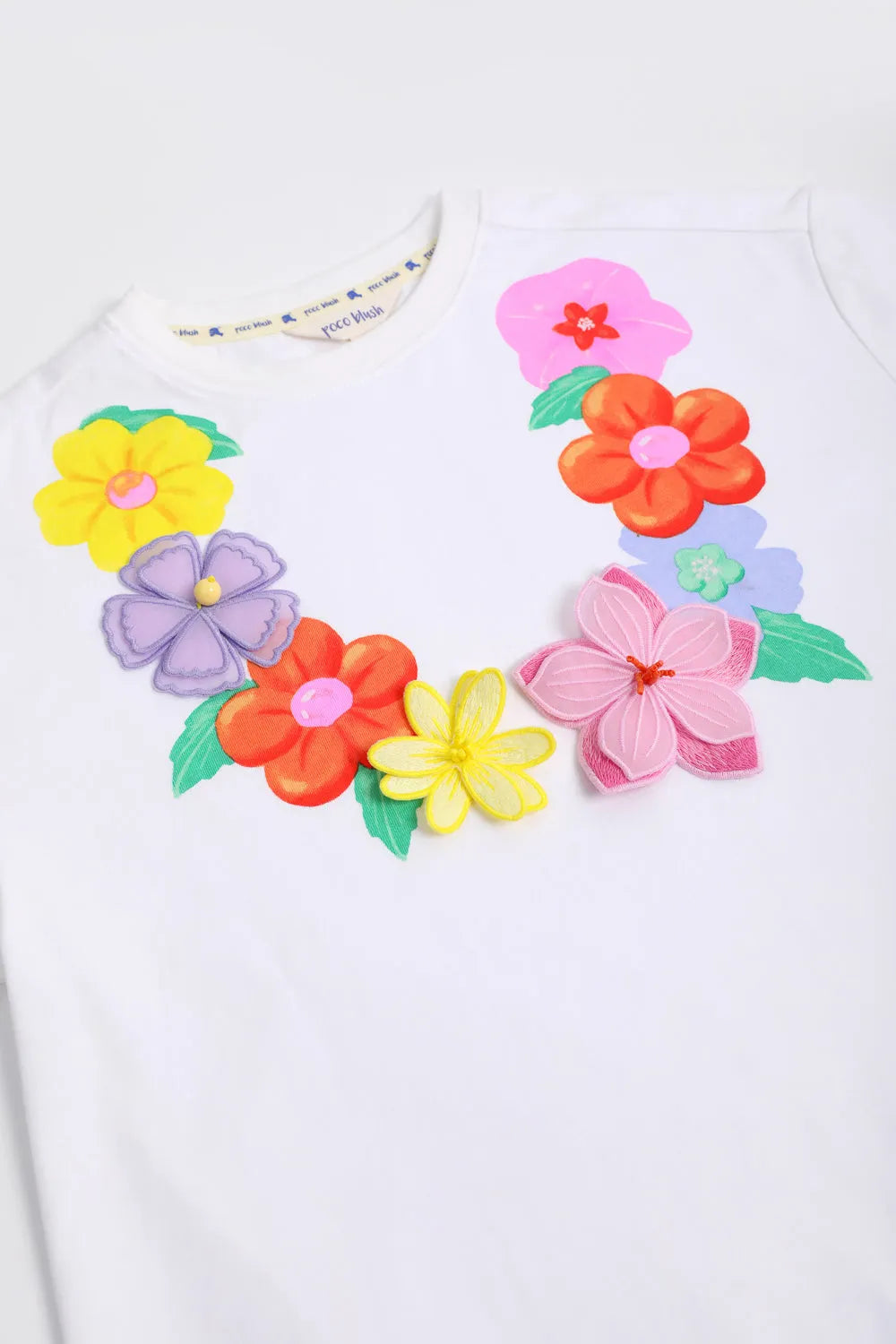 Poco Blush Mermaid Cat Tassel Embroidered Tee