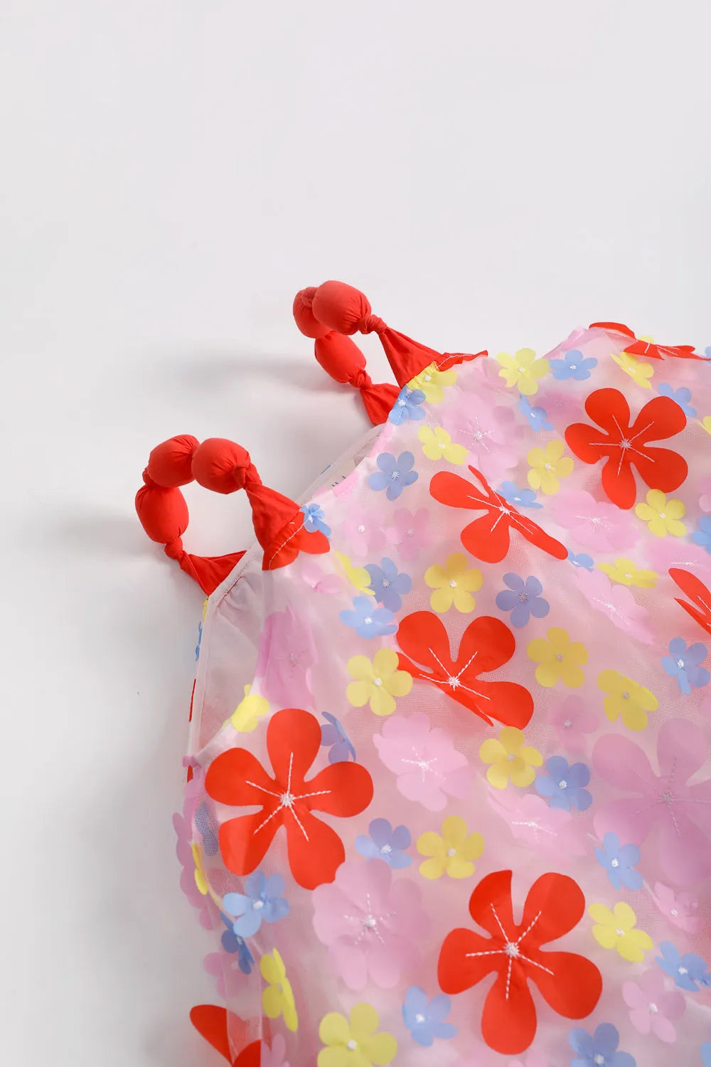 Poco Blush Tropical Bloom Embroidered Mesh Dress
