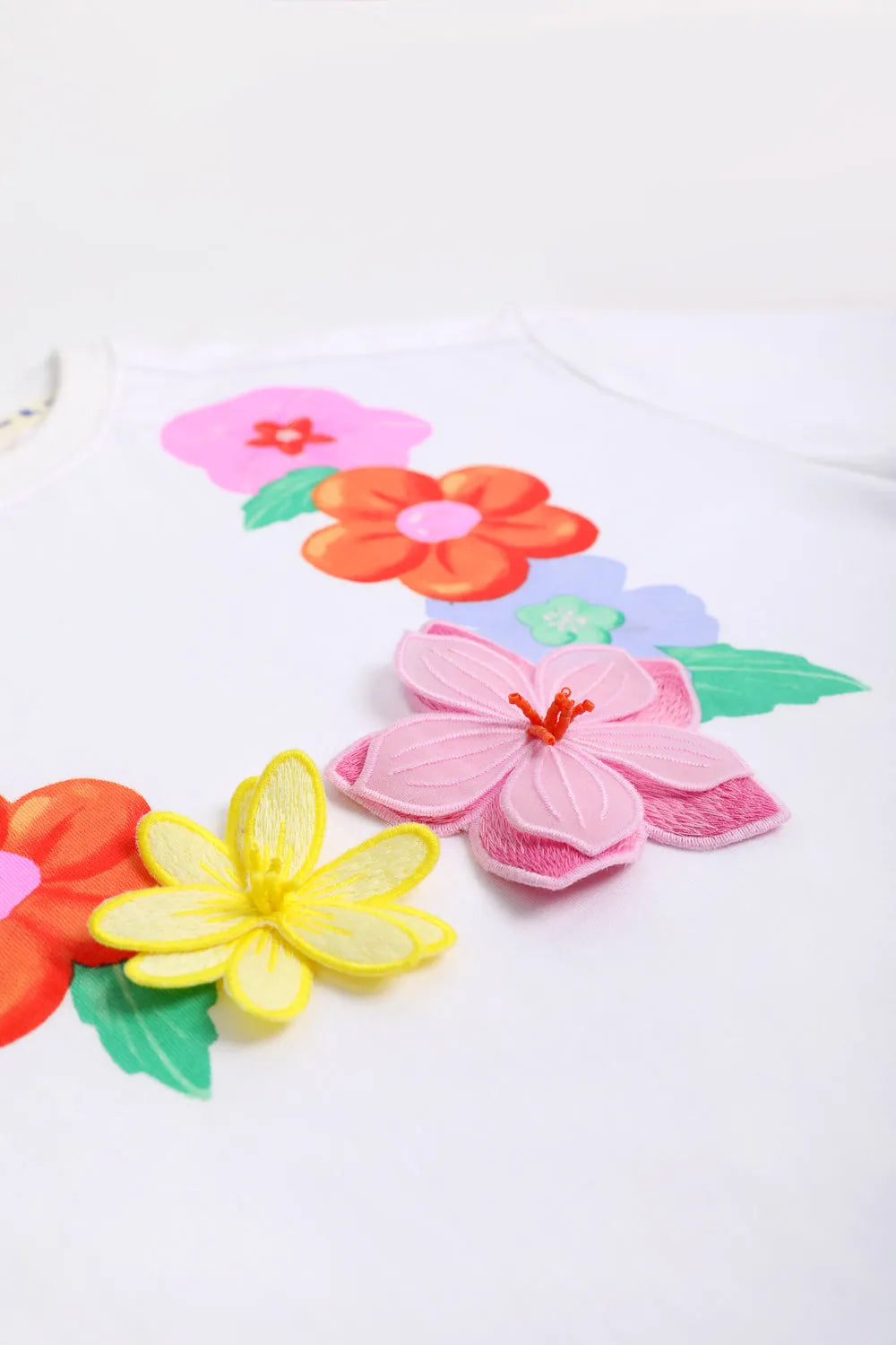 Poco Blush Mermaid Cat Tassel Embroidered Tee