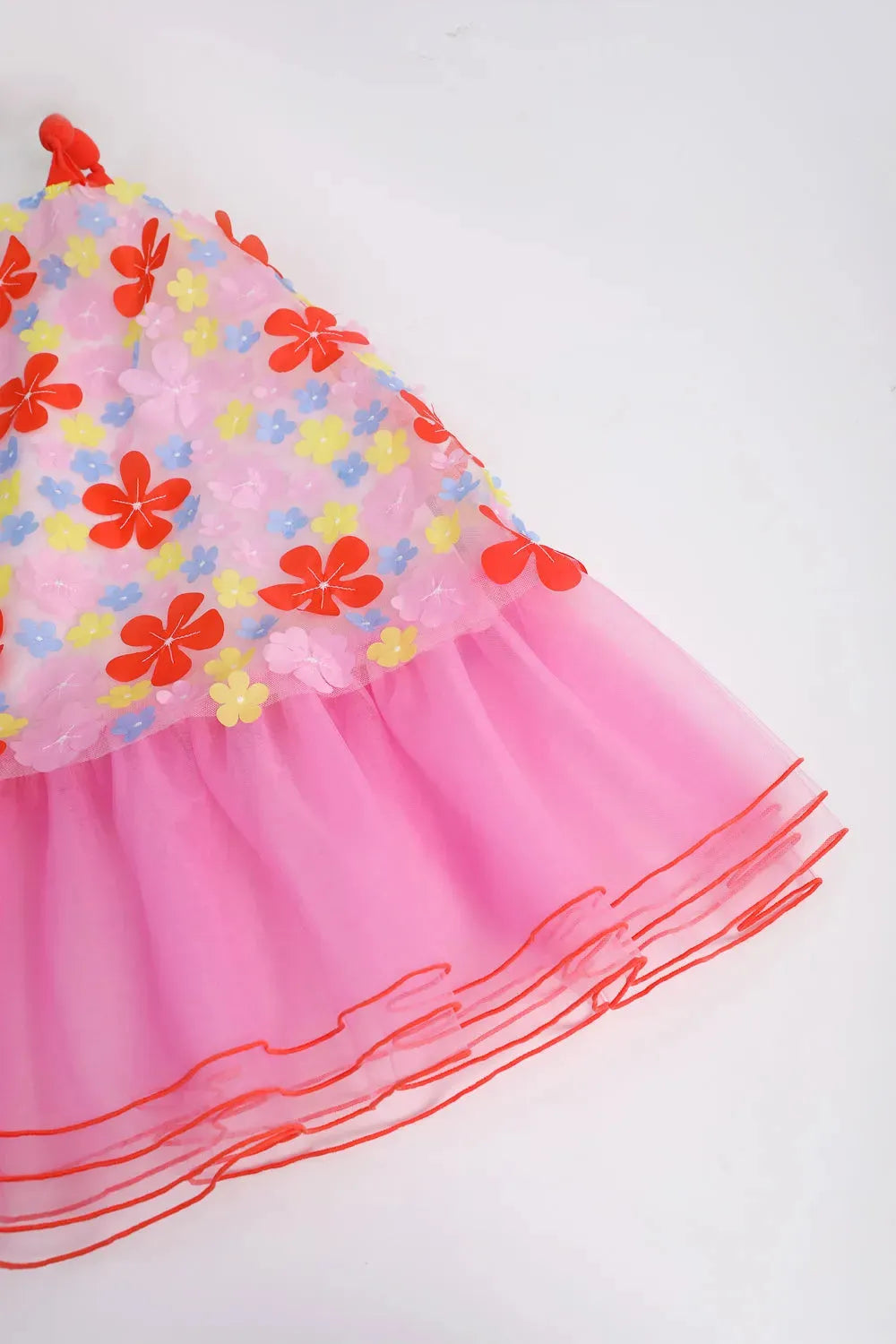 Poco Blush Tropical Bloom Embroidered Mesh Dress