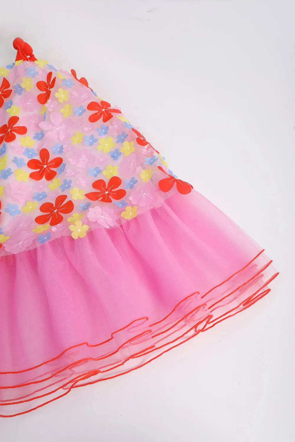 Poco Blush Tropical Bloom Embroidered Mesh Dress