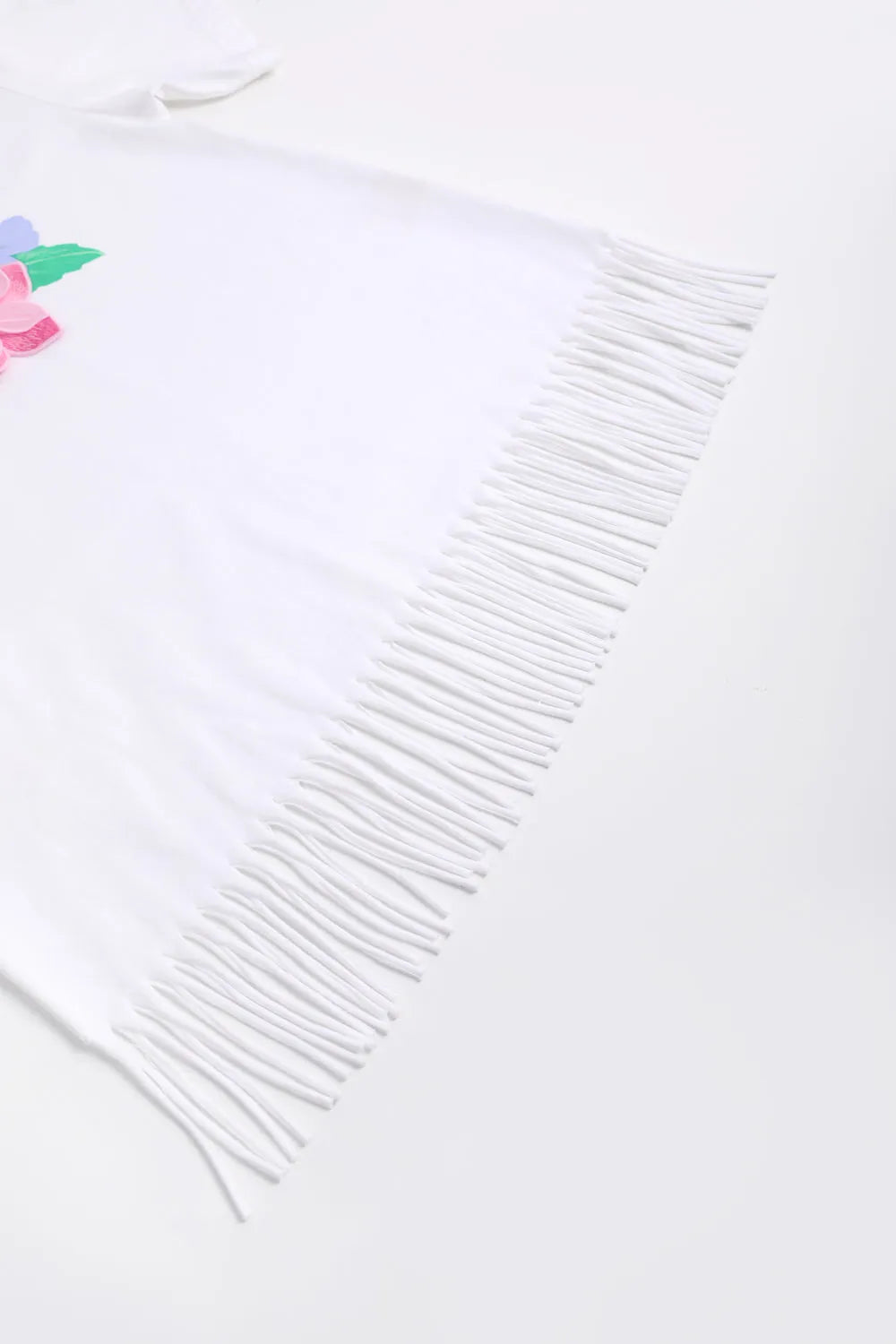 Poco Blush Mermaid Cat Tassel Embroidered Tee