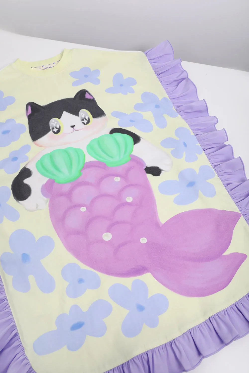 Poco Blush Mermaid Cat Hawaiian Ruffle Dress
