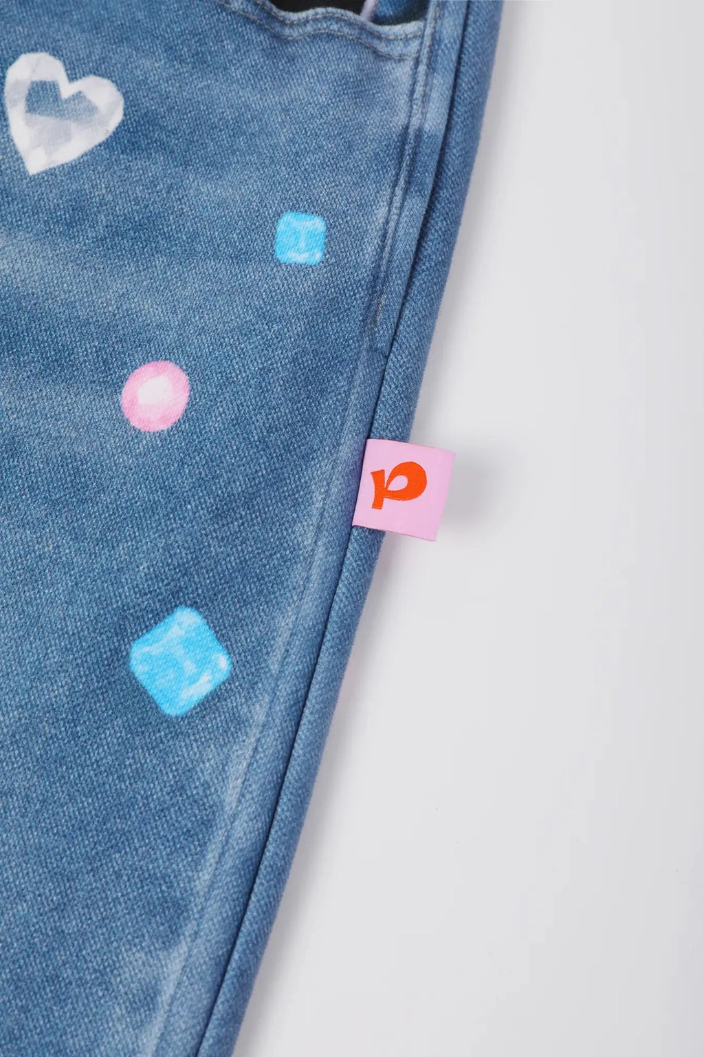 Poco Blush Bunny Balloon Knit Denim Pants