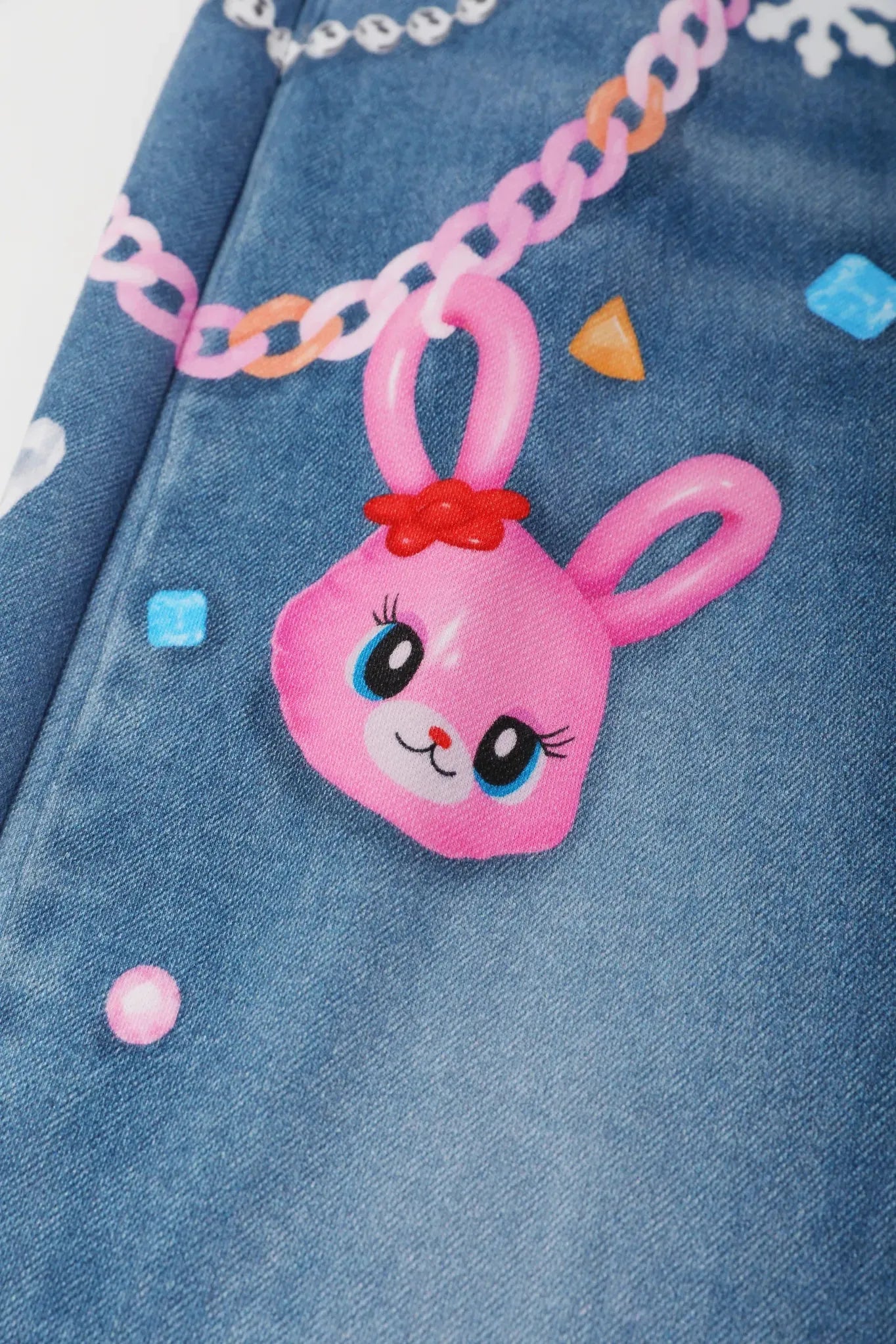 Poco Blush Bunny Balloon Knit Denim Pants