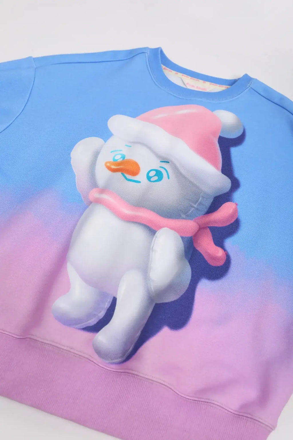Poco Blush Bunny & Snowman Gradient Fleece Sweatshirt