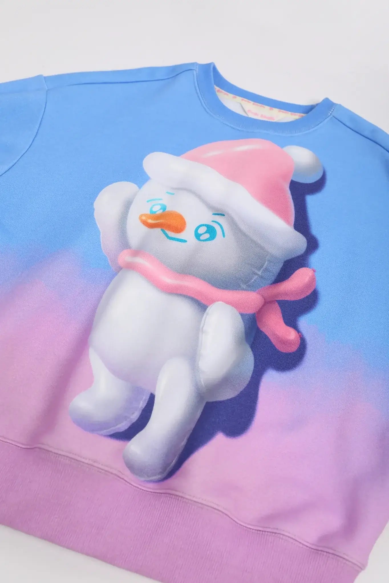 Poco Blush Bunny & Snowman Gradient Fleece Sweatshirt