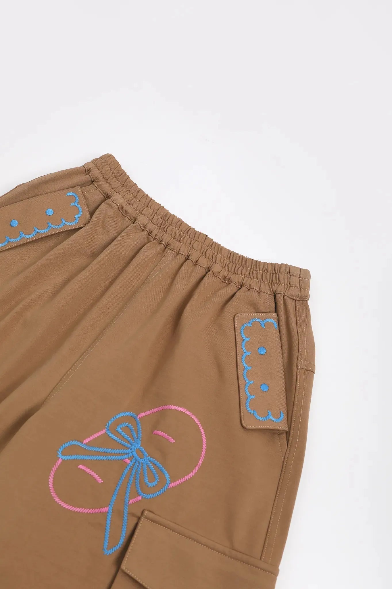 Poco Blush Soft Bread Embroidery Parachute Pants