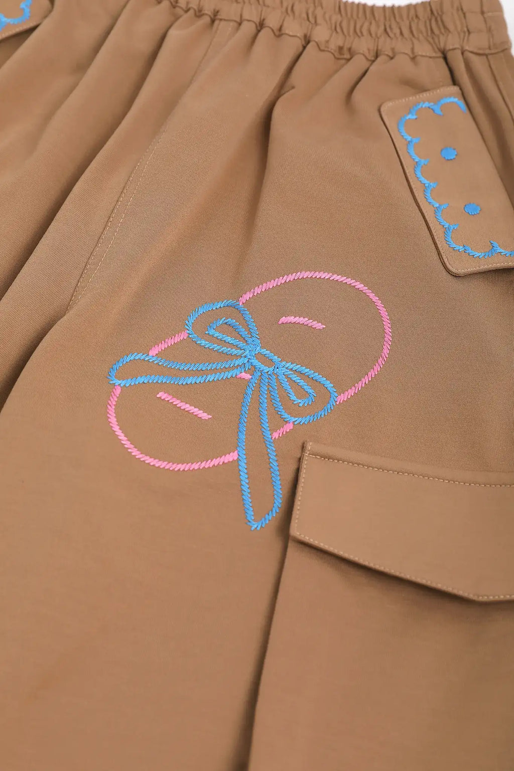 Poco Blush Soft Bread Embroidery Parachute Pants