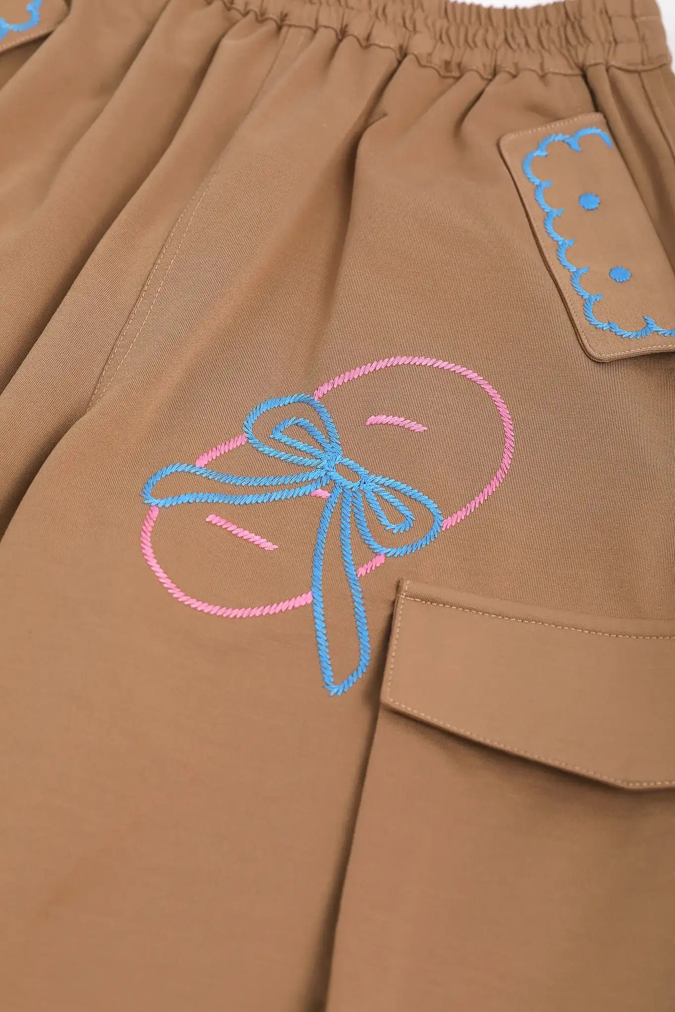 Poco Blush Soft Bread Embroidery Parachute Pants