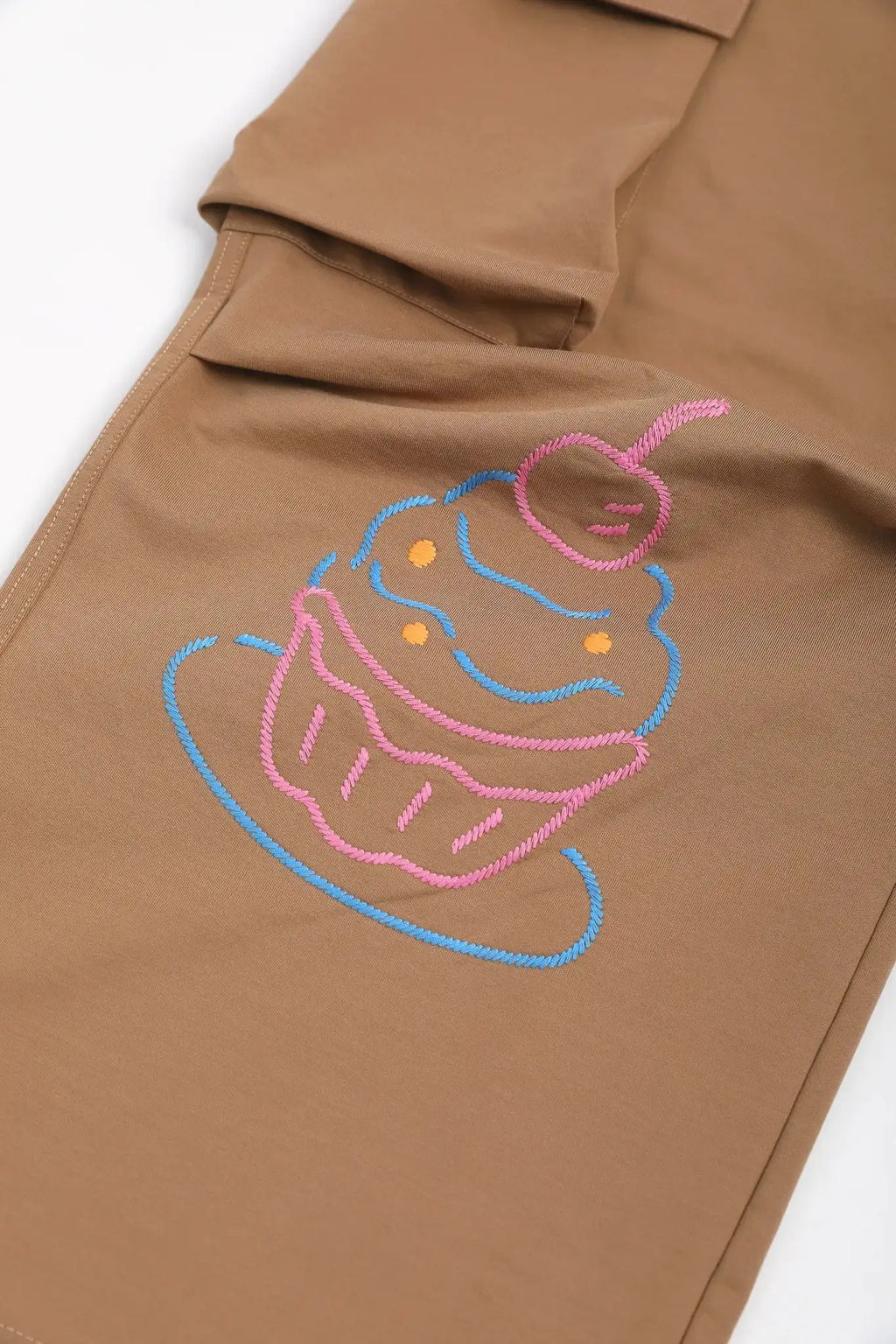 Poco Blush Soft Bread Embroidery Parachute Pants