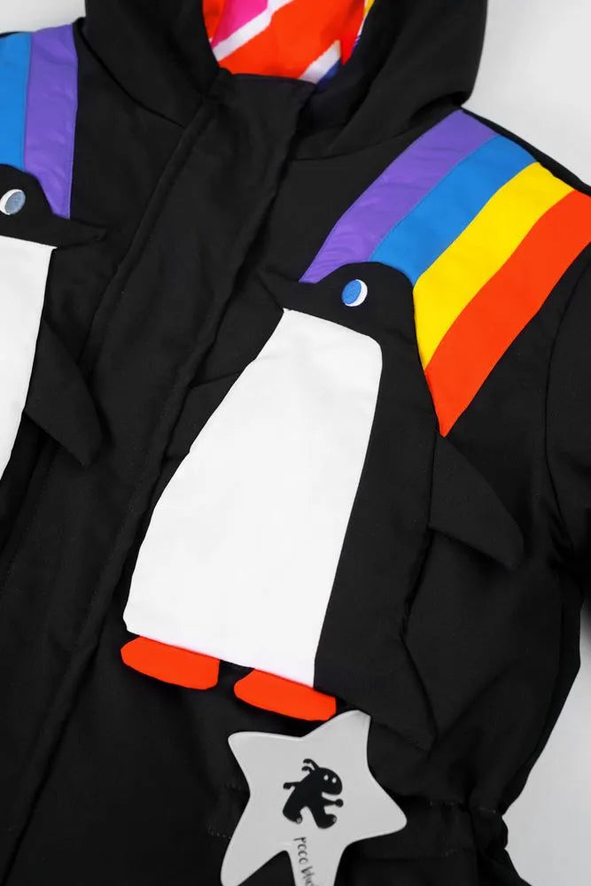 Poco Blush Rainbow Penguin Reversible Down Jacket