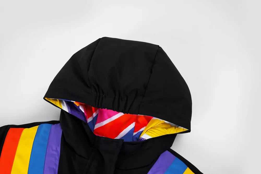 Poco Blush Rainbow Penguin Reversible Down Jacket