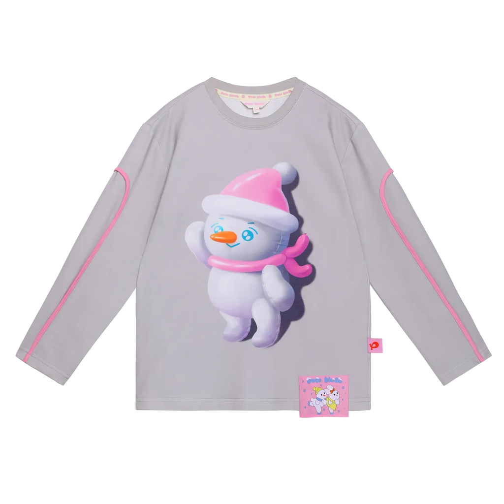 Poco Blush Bunny & Snowman Balloon Long-Sleeve Tee Grey