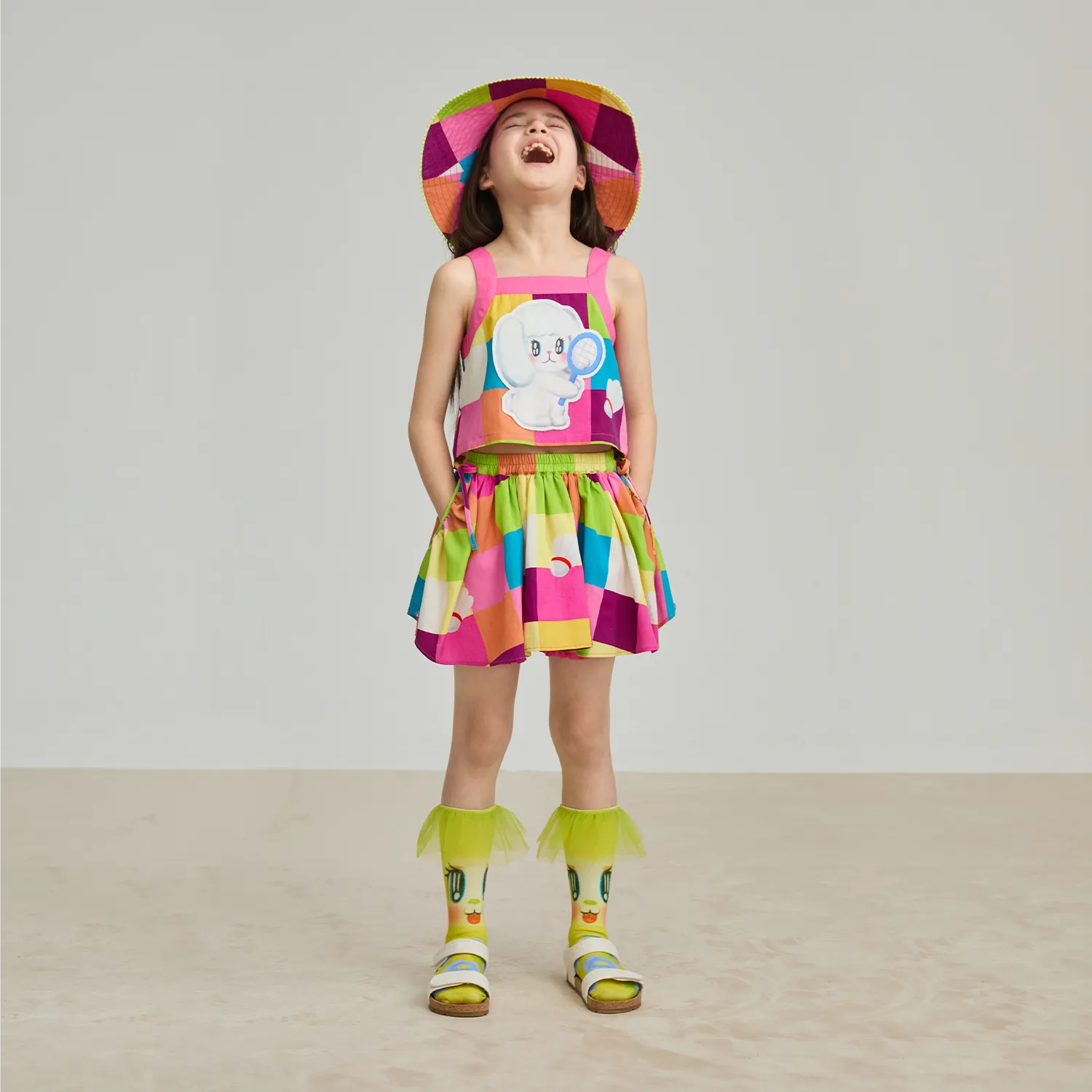 Poco Blush Color‑Pop Check Skort
