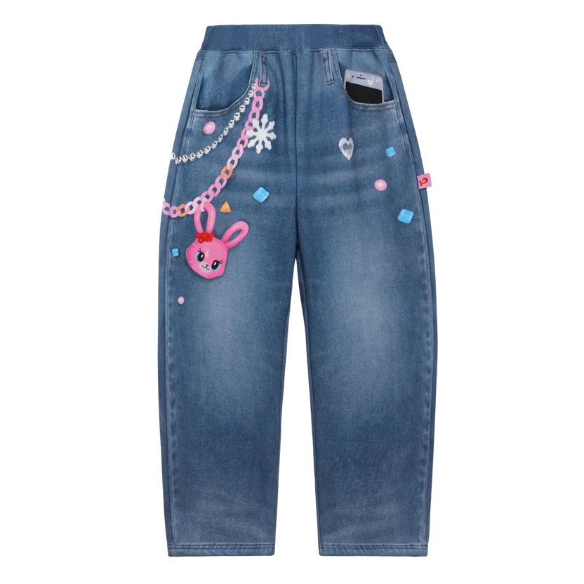 Bunny Balloon Knit Denim Pants by Poco Blush
