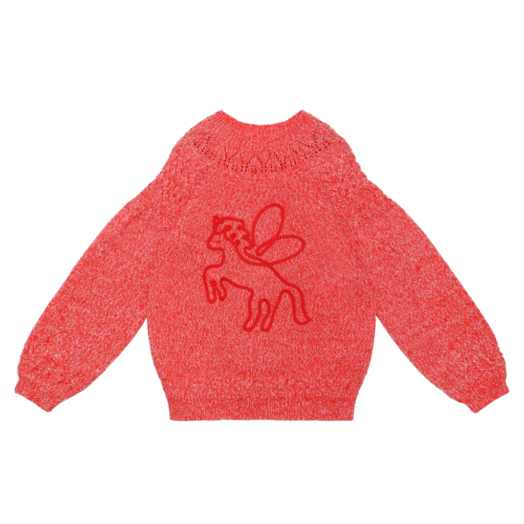 Poco Blush Red Pegasus Cable Knit Sweater