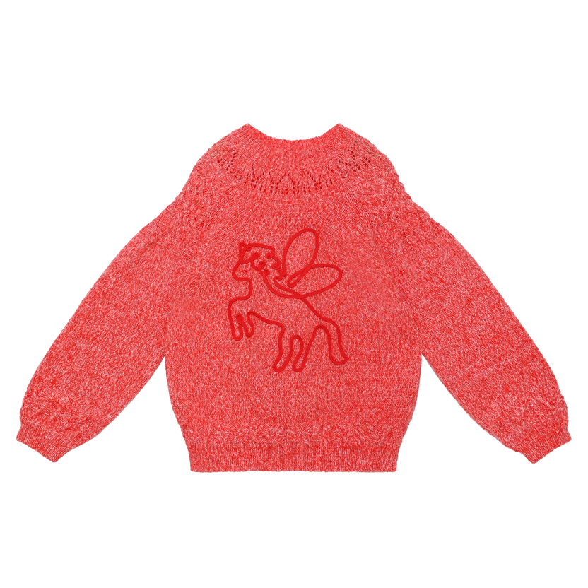 Red Pegasus Cable Knit Sweater by Poco Blush