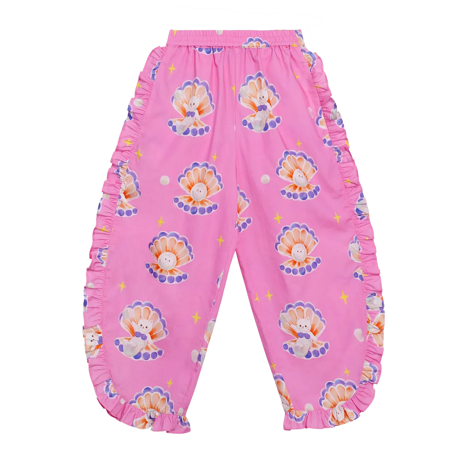 Poco Blush Pearl Cat Shell Print Pants