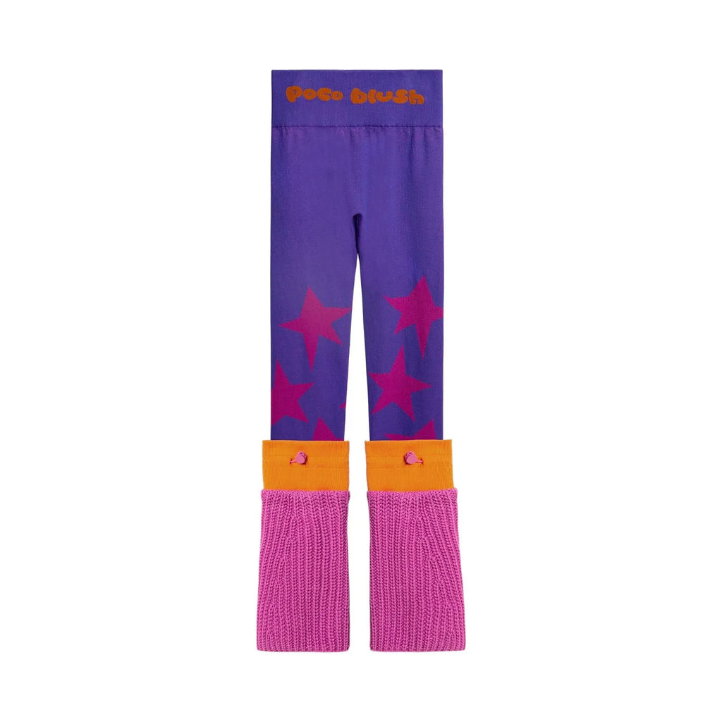 Poco Blush Seamless Star Legwarmer Legging Pants Purple