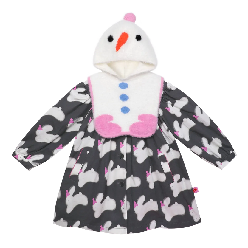 Bunny & Snowman Cotton Trench Coat + Vest by Poco Blush