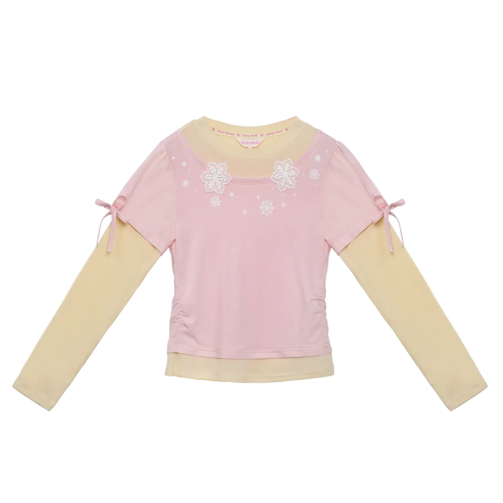 Snowflake Wool-Blend Layered Tee by Poco Blush, image 2