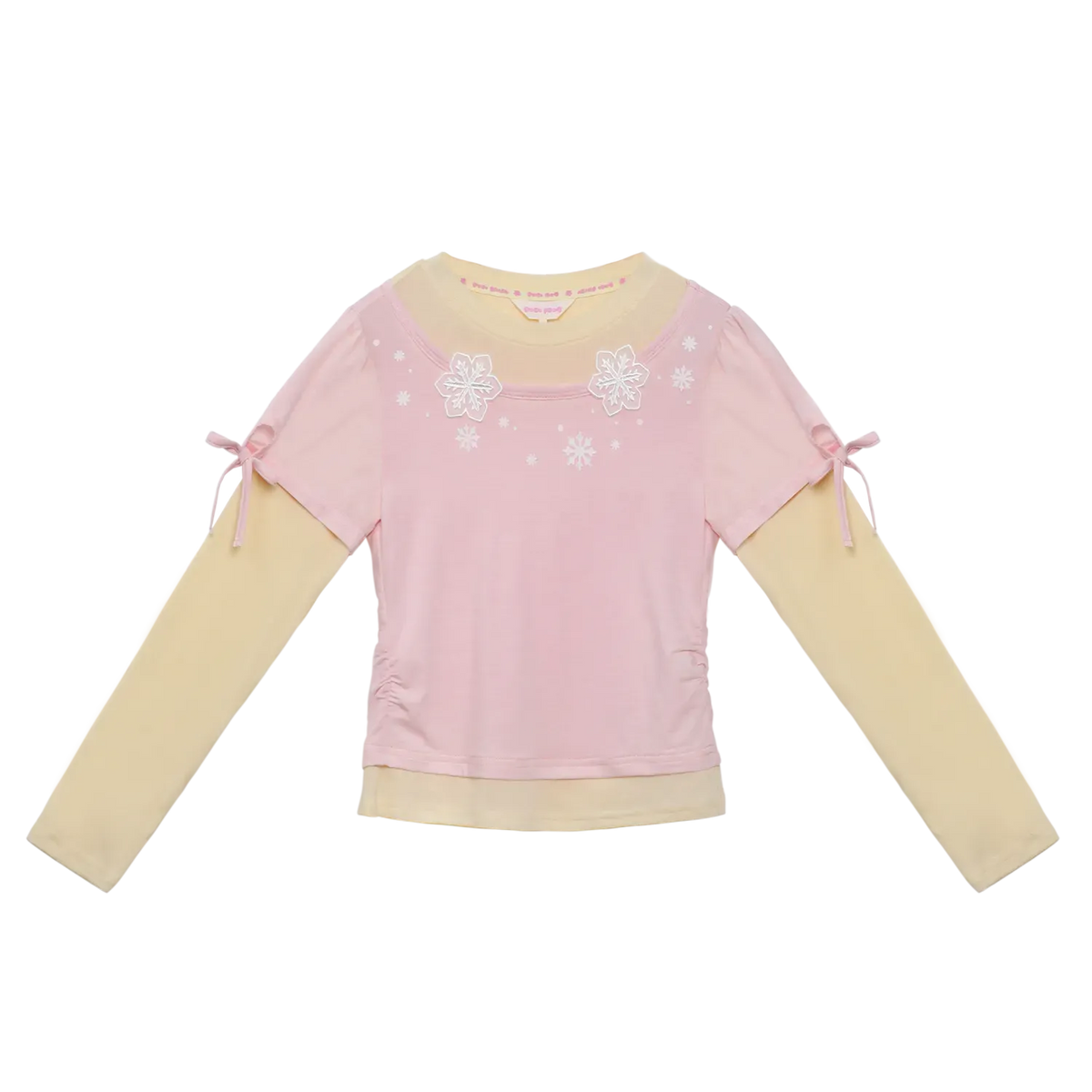 Poco Blush Snowflake Wool-Blend Layered Tee Pink