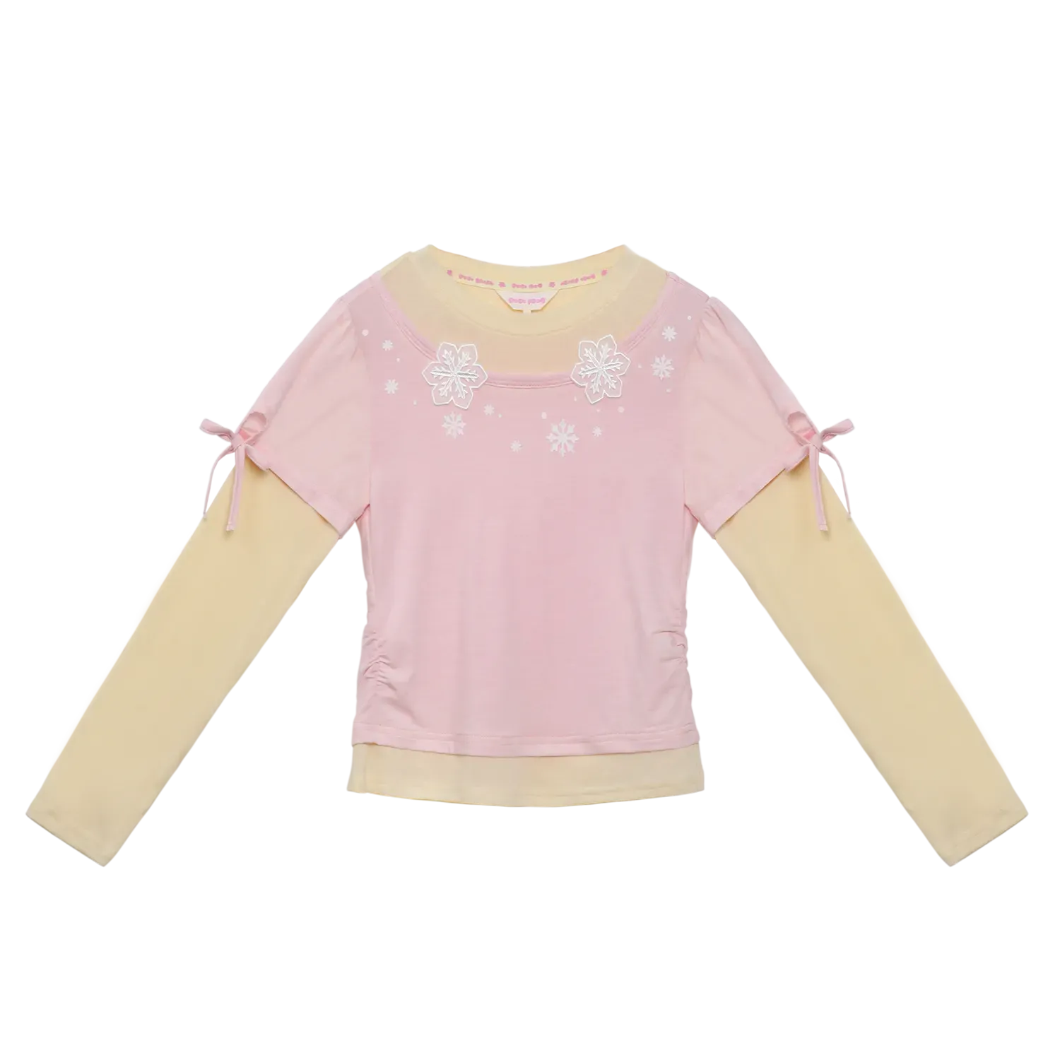 Poco Blush Snowflake Wool-Blend Layered Tee Pink