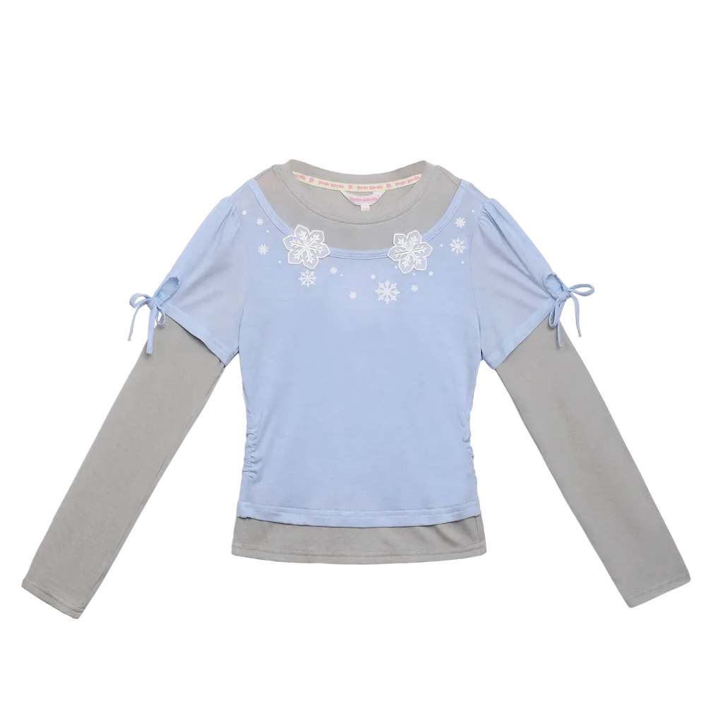 Poco Blush Snowflake Wool-Blend Layered Tee Blue