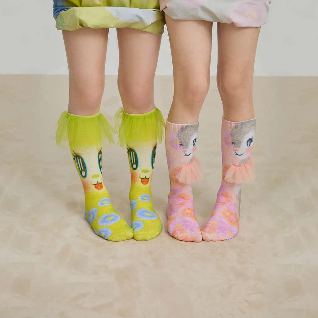Poco Blush Bunny Garden Mesh Knee Socks