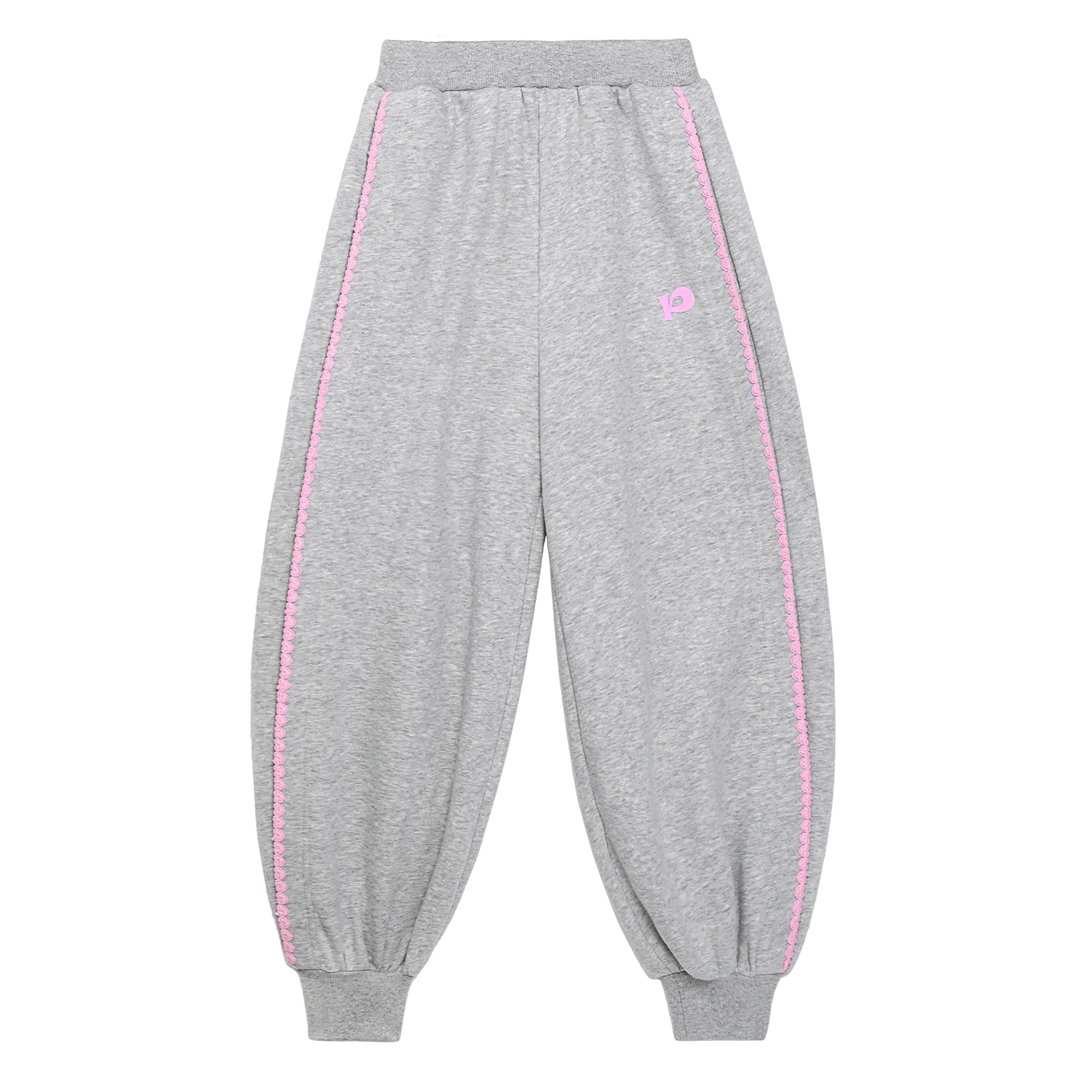 Poco Blush Bow Embroidery Fleece Pants