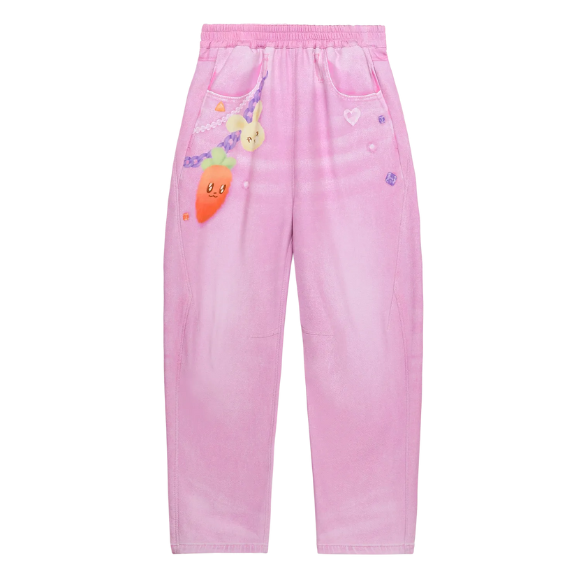Snowman & Bunny Softshell Ski Pants – Painted Denim by Poco Blush, image 2