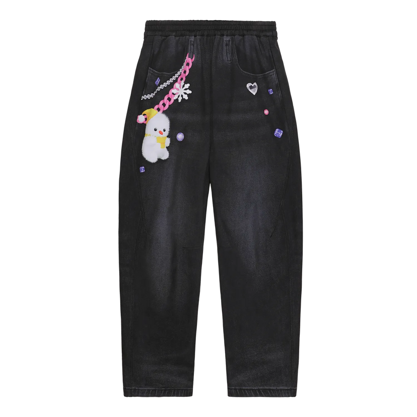 Snowman & Bunny Softshell Ski Pants – Painted Denim by Poco Blush