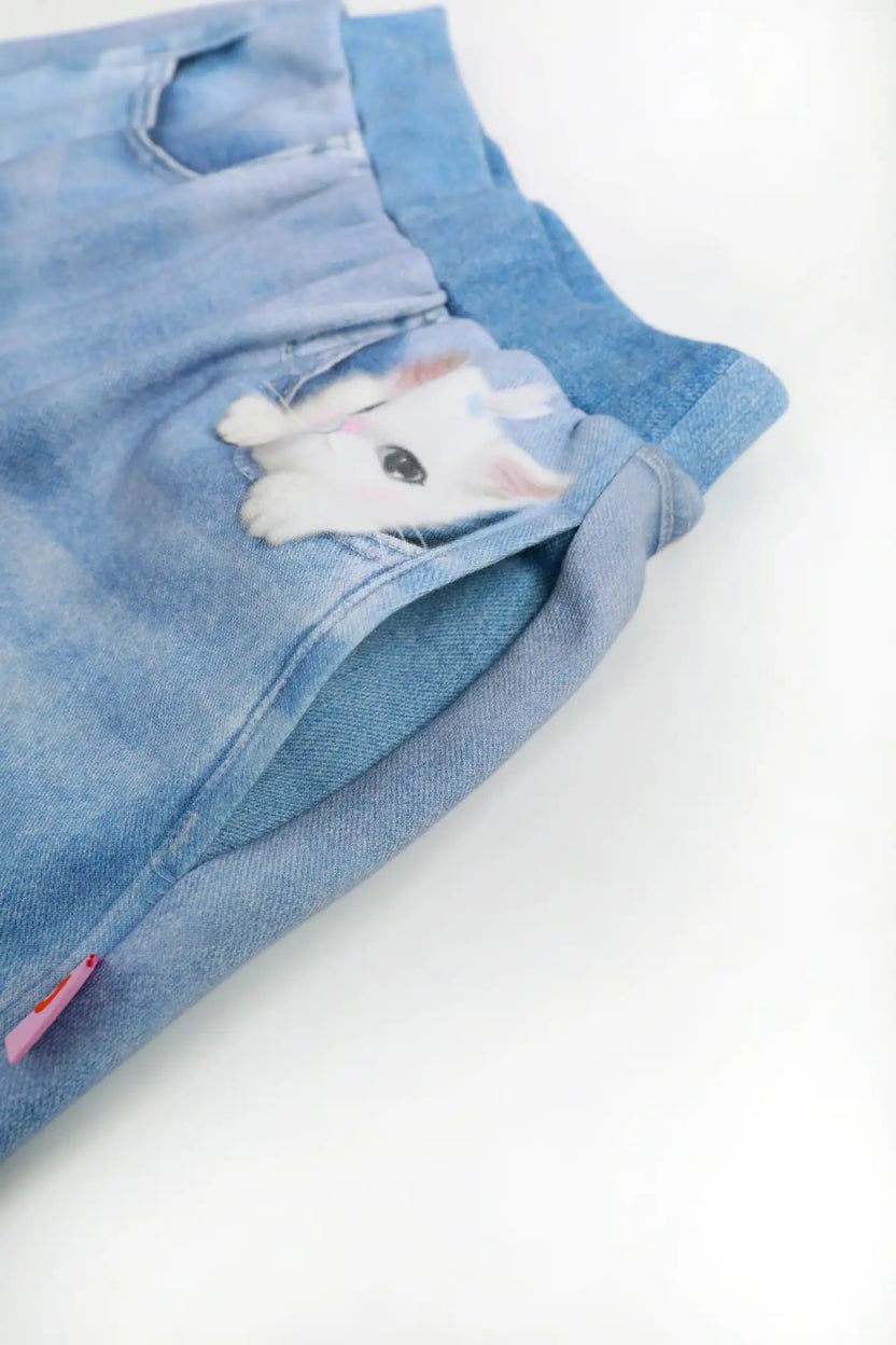 Pocket Cat Knit Denim Joggers by Poco Blush, image 14