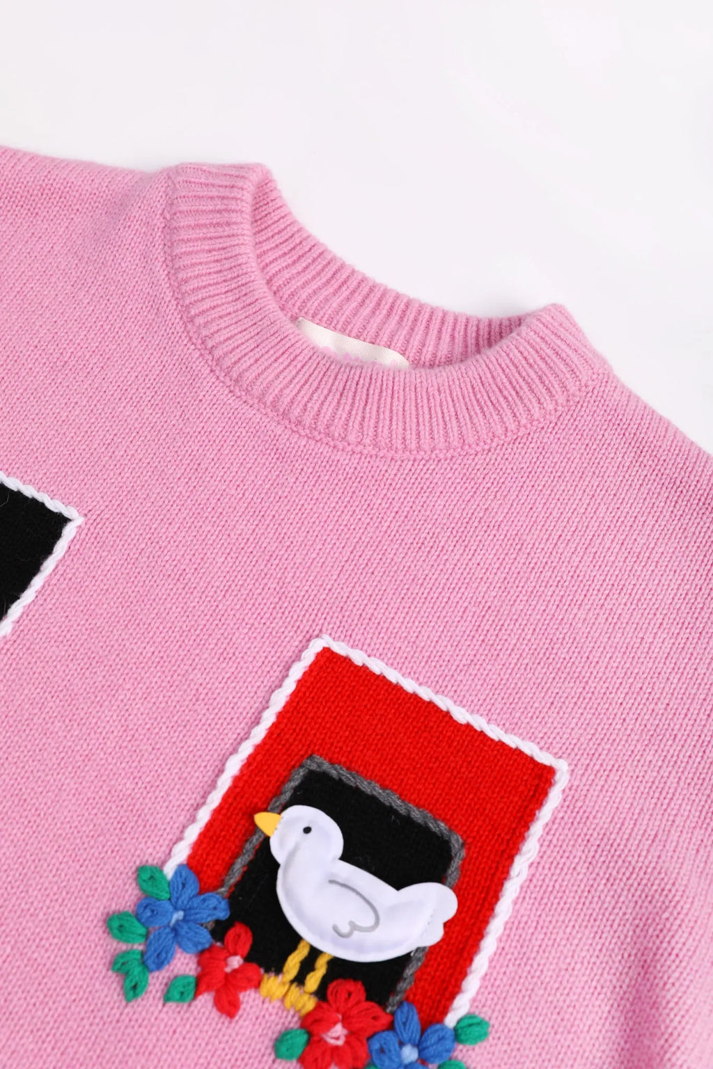 Poco Blush Bird at the Window Mesh Knit Sweater