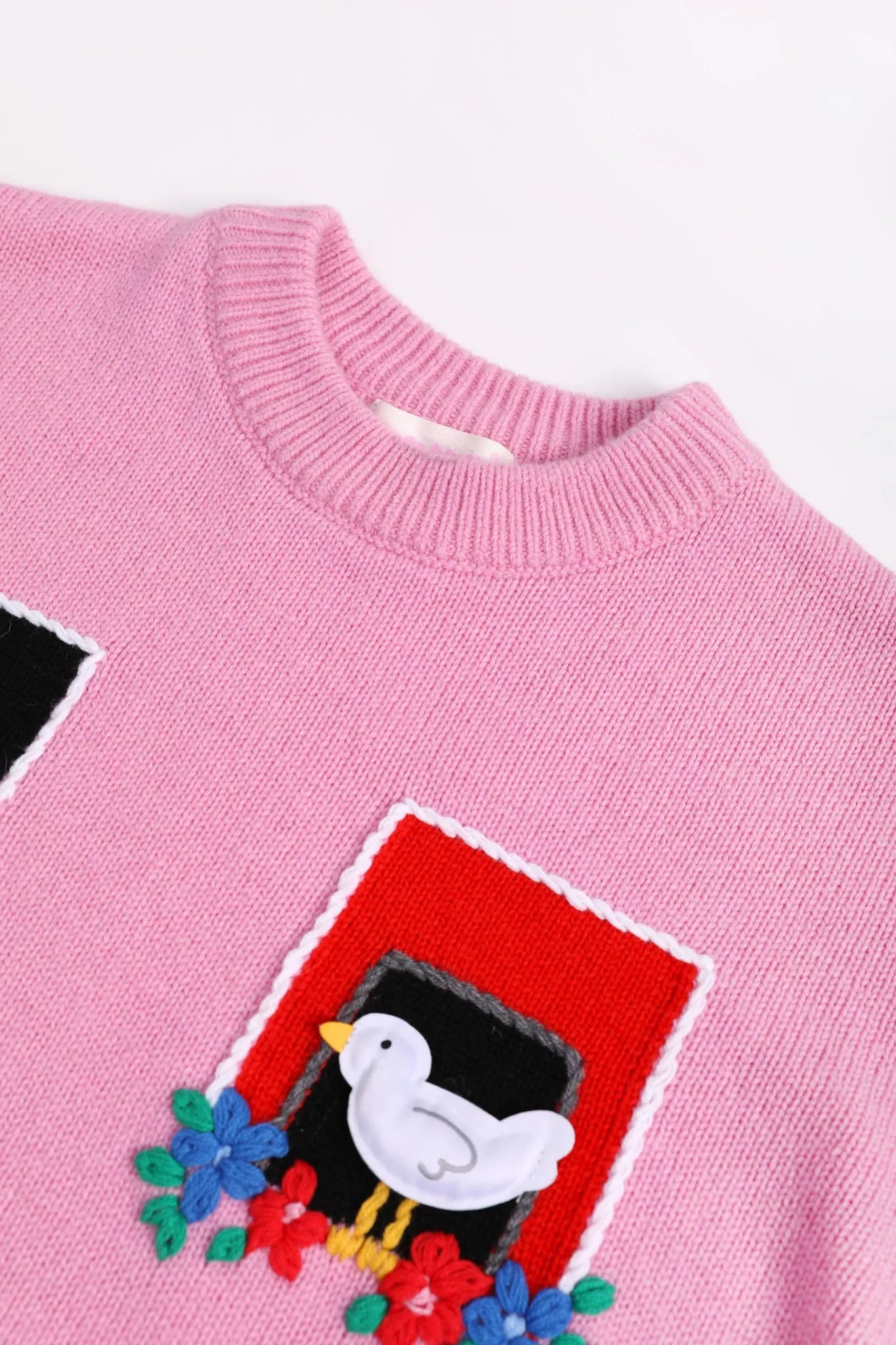 Poco Blush Bird at the Window Mesh Knit Sweater