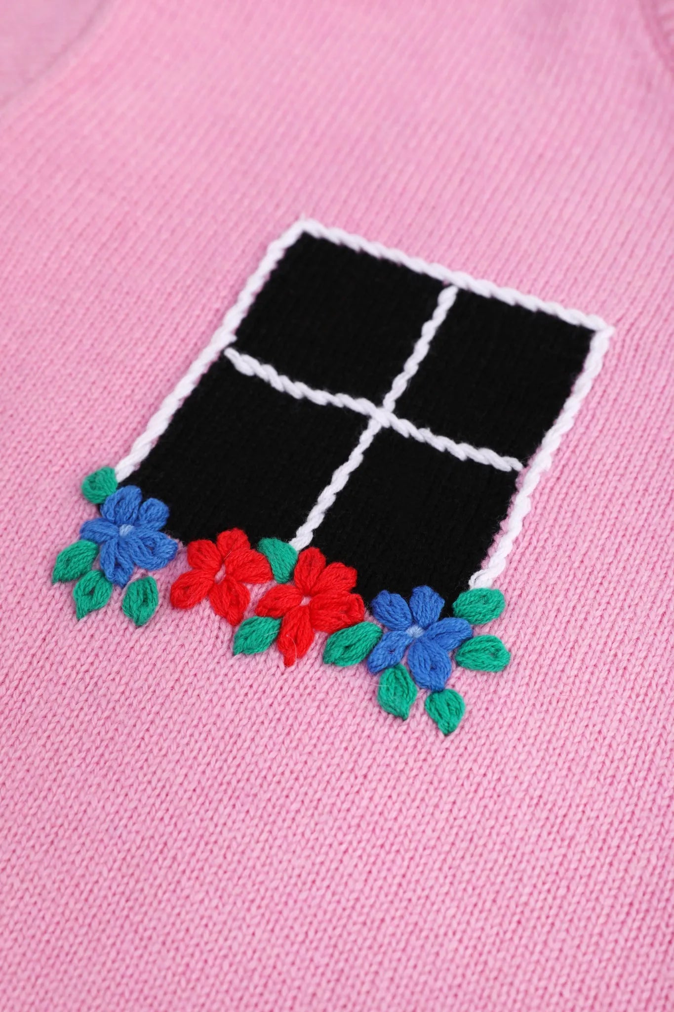 Poco Blush Bird at the Window Mesh Knit Sweater