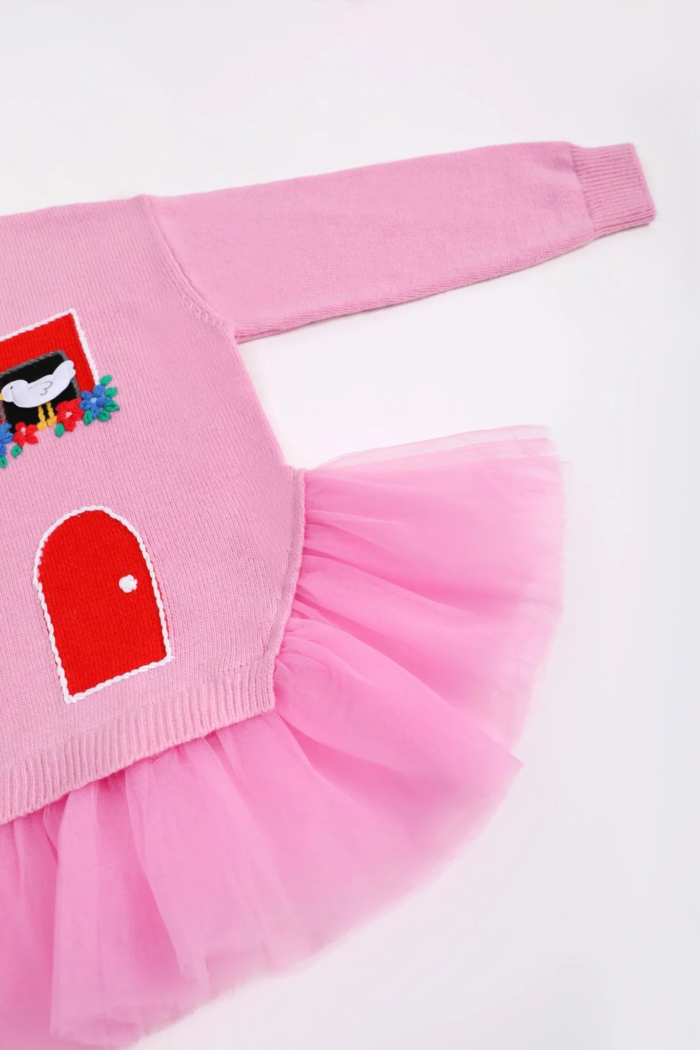 Poco Blush Bird at the Window Mesh Knit Sweater