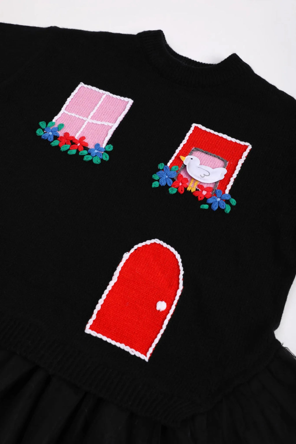 Poco Blush Bird at the Window Mesh Knit Sweater