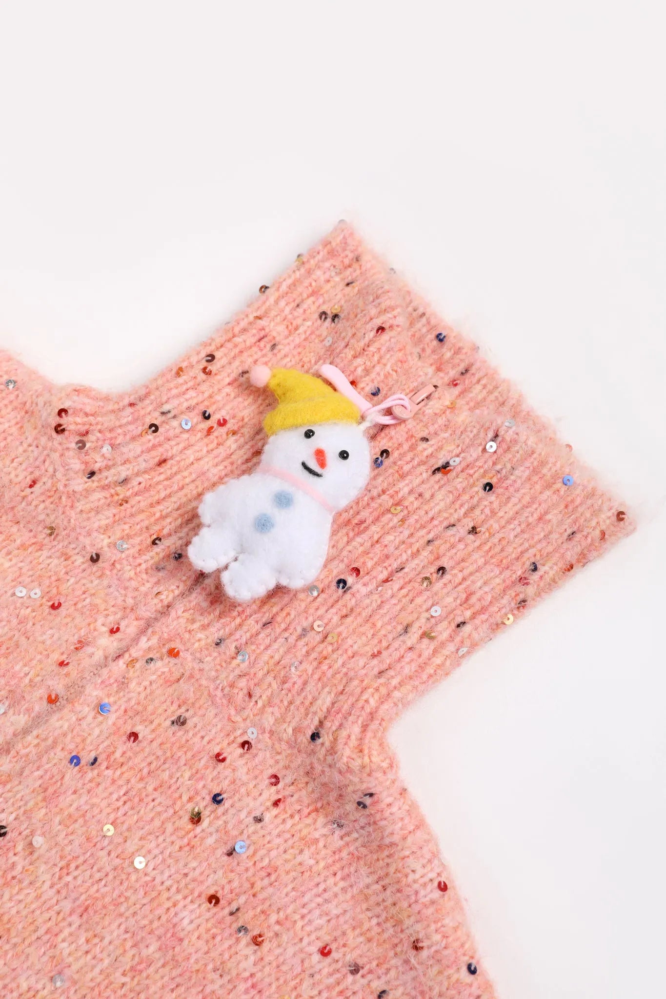 Poco Blush Sparkling Snowman Sequin Sweater