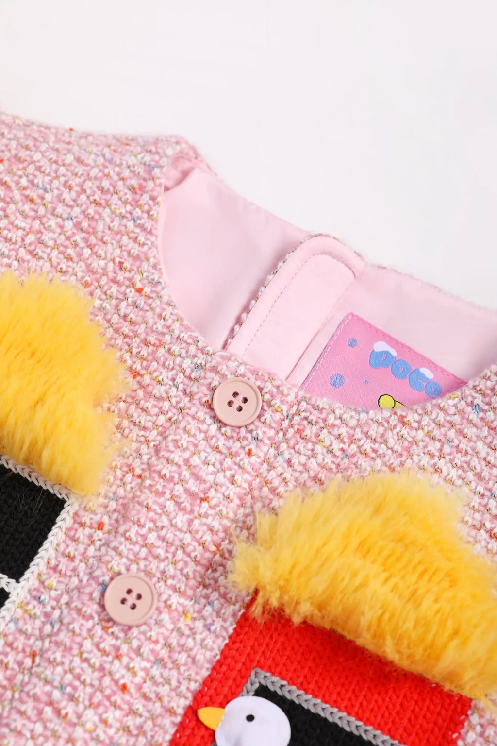 Poco Blush Bird at the Window Mesh Tweed Dress